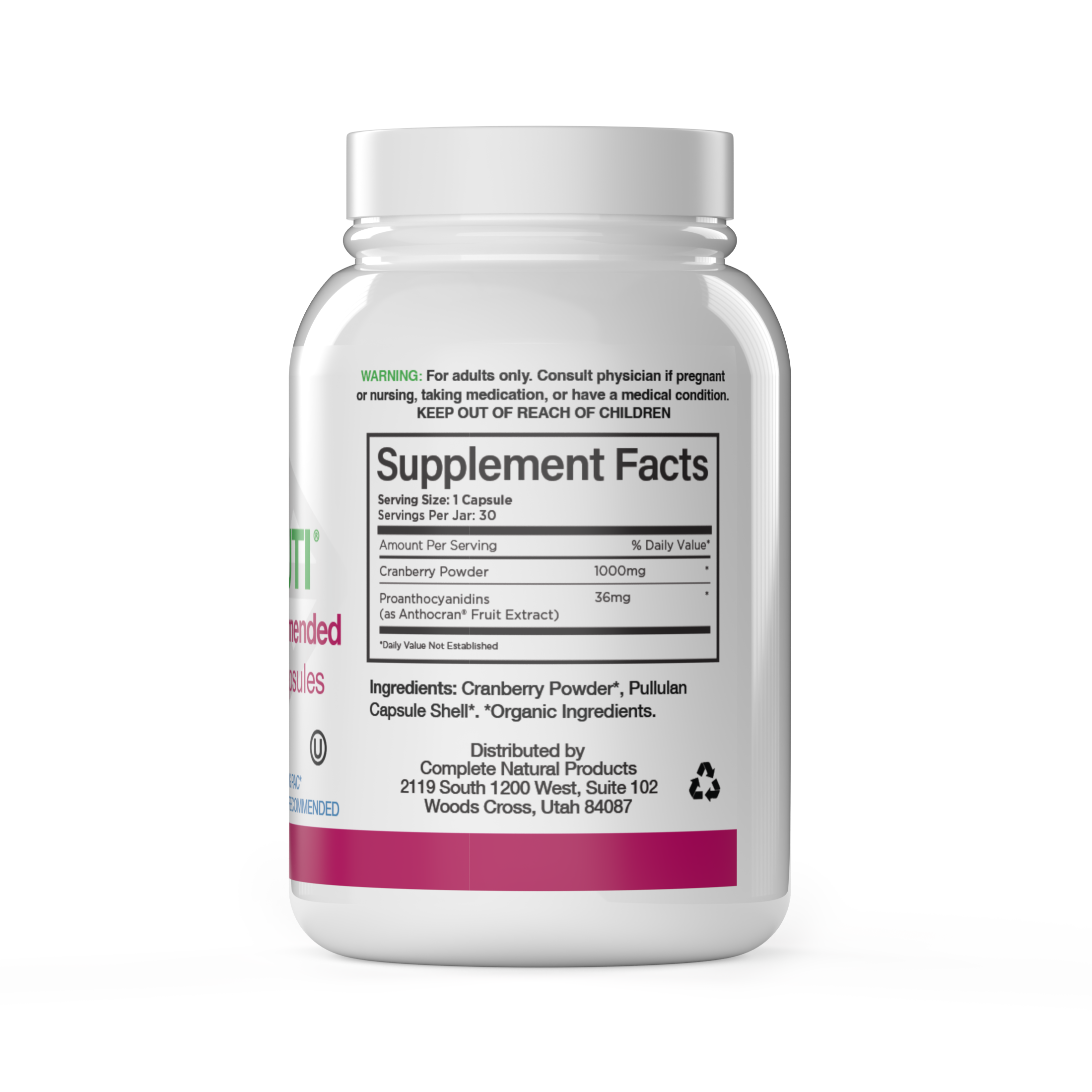 Cranberry Plus Capsules - 30 & 60 Day Supply for Urinary Support