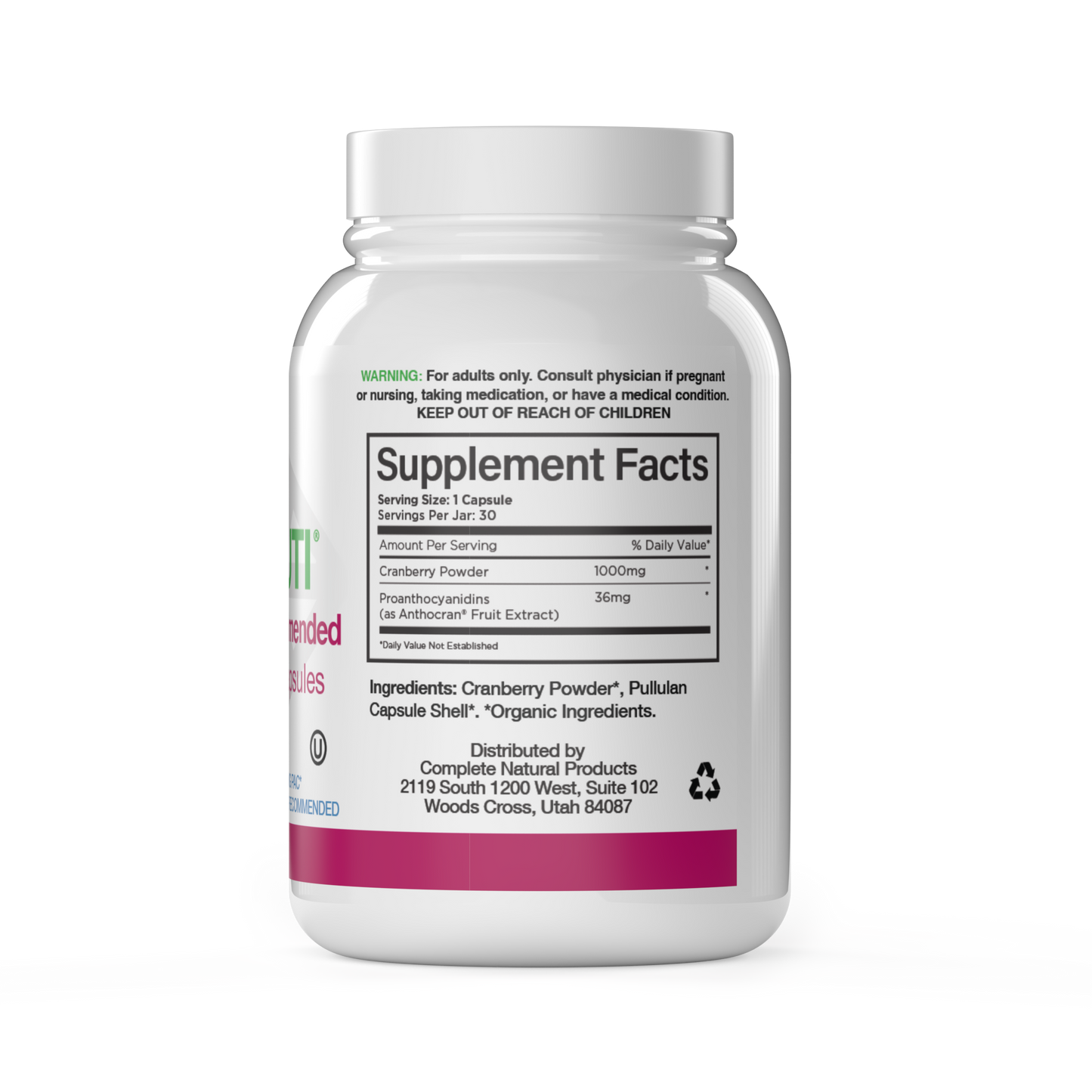 Cranberry Plus Capsules - 30 & 60 Day Supply for Urinary Support